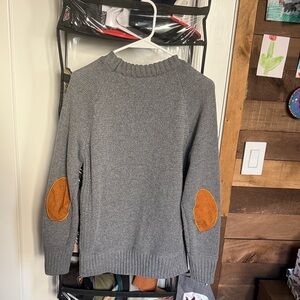 Cozy Gray Sweater with Tan Elbow Patches